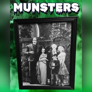 THE MUNSTERS (2) BW Framed Halloween Decor 8x10 with plastic frame Halloween …